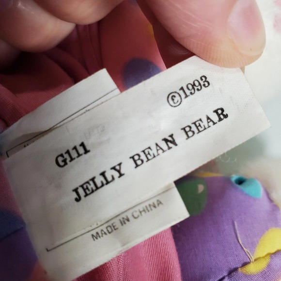Vintage Ganz Tera Nova Jelly Bean Teddy Bear Plush 10" White Pink Clown Hat 1993 - Picture 5 of 7
